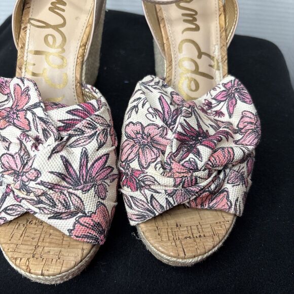 SAM EDELMAN Aubrey Floral Espadrille Ankle Strap Open Toe Sandals Shoes Size 9.5 - Picture 5 of 12